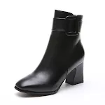 White Fashion Martin Boots with Thick High Heel and Belt Buckle. A stylish and modern look for any occasion. Versatile a — photo 2