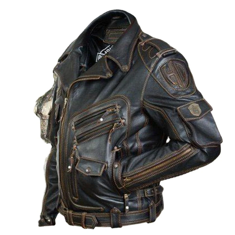 Casaco masculino de pele com múltiplos bolsos e personalidade, perfeito para homens que buscam estilo e funcionalidade no inverno. — foto 3