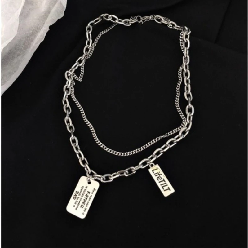 Colar Feminino Dupla Camada de Aço Titânio Um acessório de moda elegante e durável Perfeito para realçar seu visual — foto 6