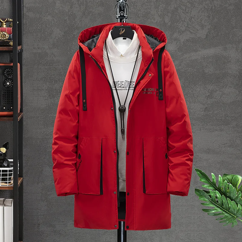 Men's Plus Thick Warm Windbreaker Mid-length Hooded Cotton Coat. Provides warmth, wind protection, and comfort during co — photo 3