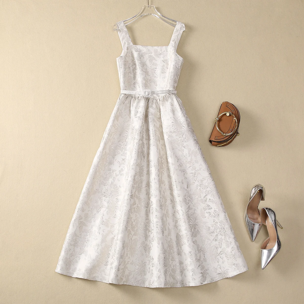 Floral Butterfly Square Collar Backless Sling Dress — photo 5