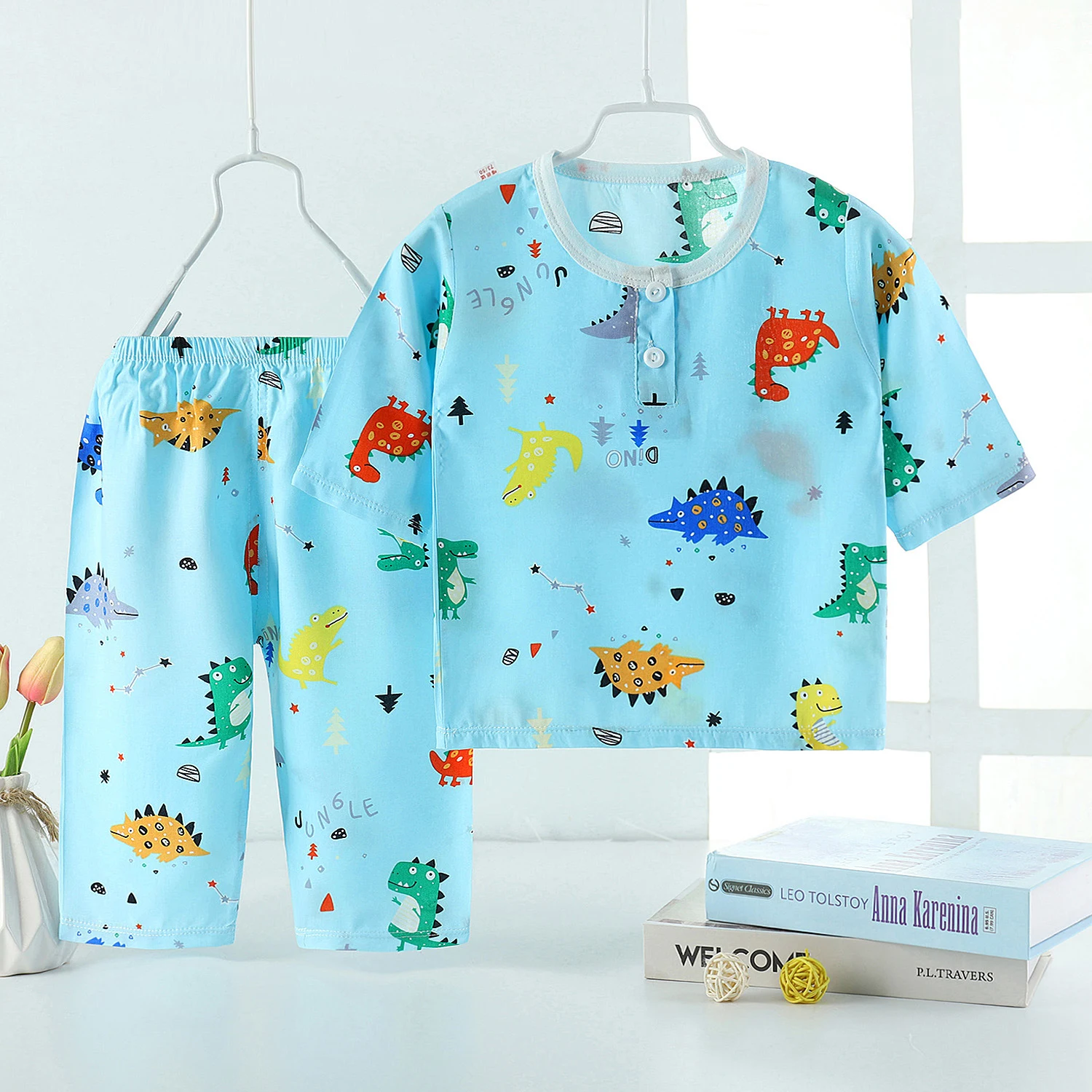 Novos pijamas infantis de verão, algodão e seda — foto 5