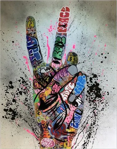 Title 3, Graffiti Sokak Sanatı Zafer İşareti Dekoratif K...