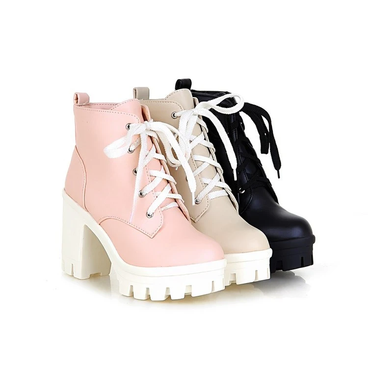 Salto Alto Feminino com Cadarço, Novo Sexy Sola Grossa Punk Sapatos de Neve de Inverno. Botas estilosas para um visual ousado e aquecido. — foto 3