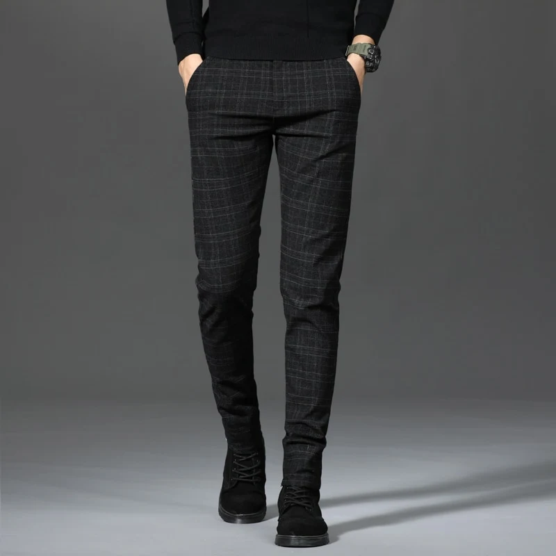 Title 6, Pantalones casuales rectos a cuadros para hombr...