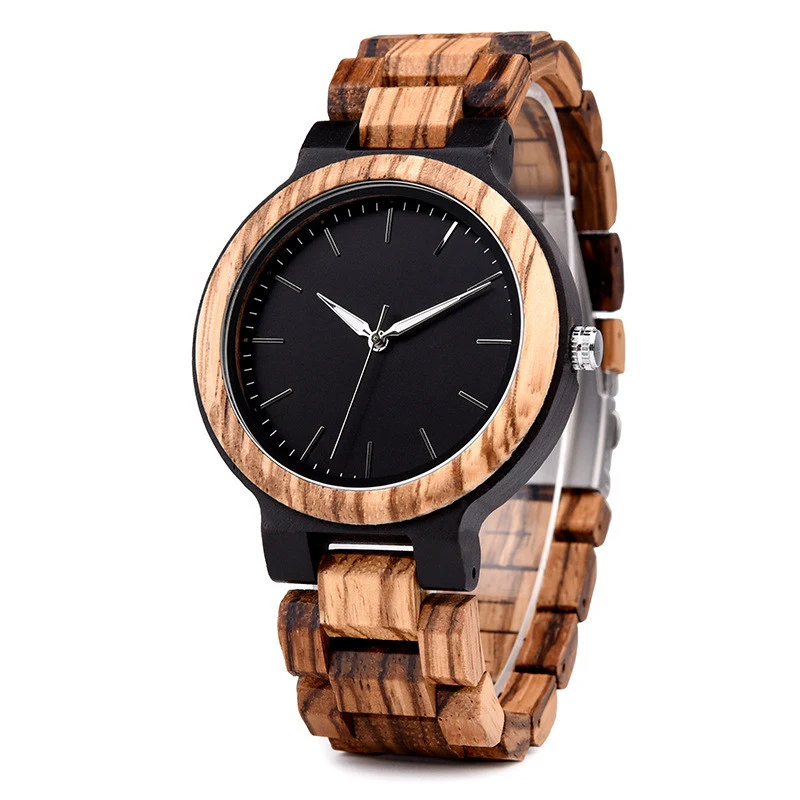 Title 3, Luminous pointer wooden watch. See the time eas...
