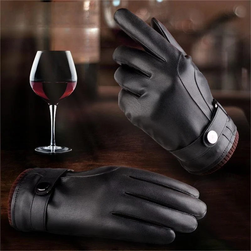 Washable Leather Gloves For Men With Velvet Touch Screen, providing warmth and style, perfect for smartphone use in wint — photo 2