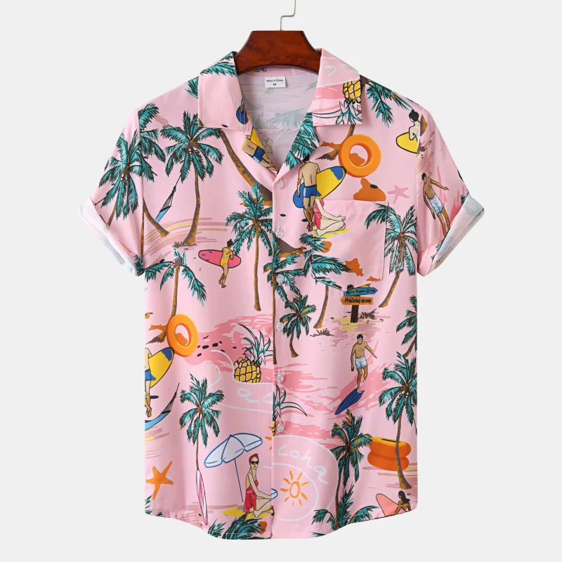 Title 3, Vintage strand bloemen casual heren shirt, een ...