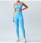 Calças esportivas sem costura para corrida ao ar livre, levanta quadril, Peach. Leggings de fitness para mulheres, conforto e liberdade de movimento. — foto 17