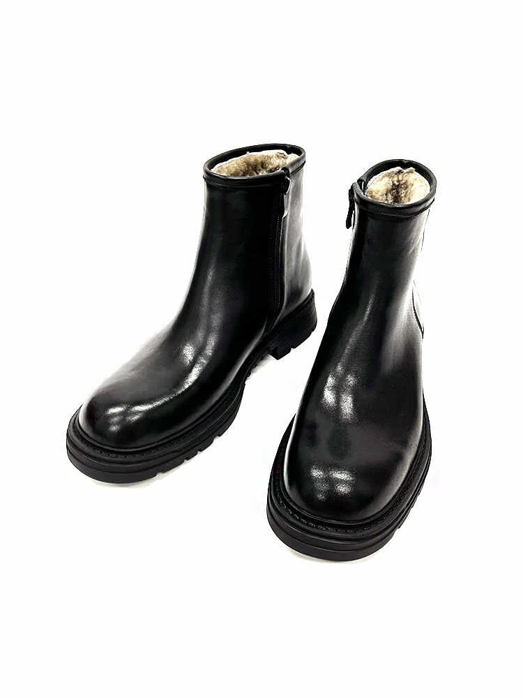 Men's Sheepskin Fur Snow Boots Winter Fleece-lined Martin Boots Warm, comfortable, and waterproof boots perfect for snow — photo 1