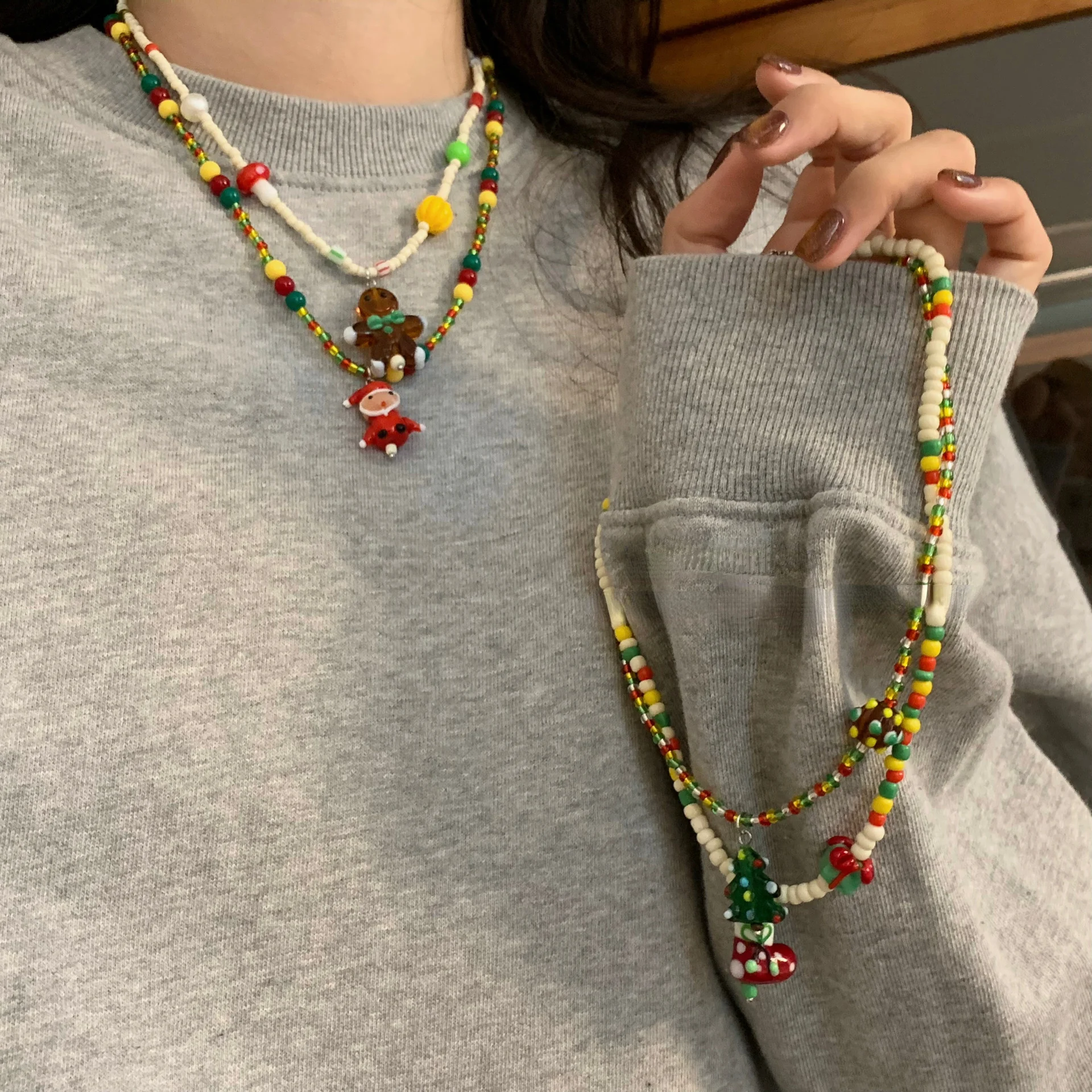 Title 1, Colar duplo fofo e feminino para o inverno. Est...