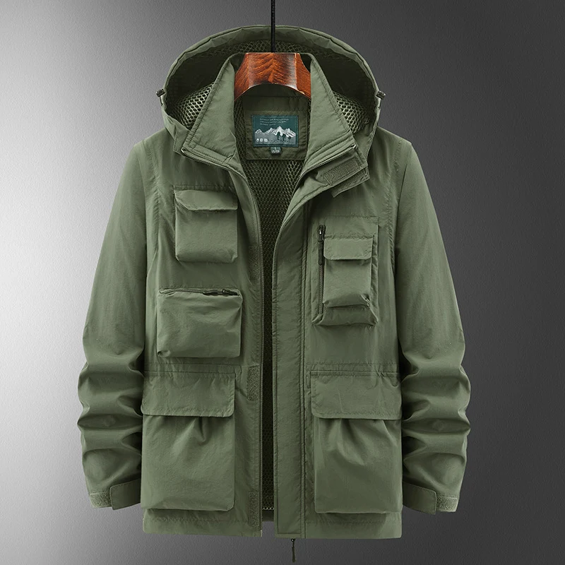 Camping Hooded Off-Sleeve Jacket, Quick-Drying, Multi-Pocket Shell. Versatile outdoor jacket for hiking, camping, and tr — photo 7