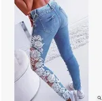 European and American Lace Cut-out Ruffles Jeans In Stock, featuring a stylish and flattering design, perfect for a chic — photo 4