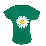 Camiseta Daisy com decote em V solto e mangas curtas. Perfeita para o verão, oferece conforto e estilo casual em uma peça versátil. — foto 3