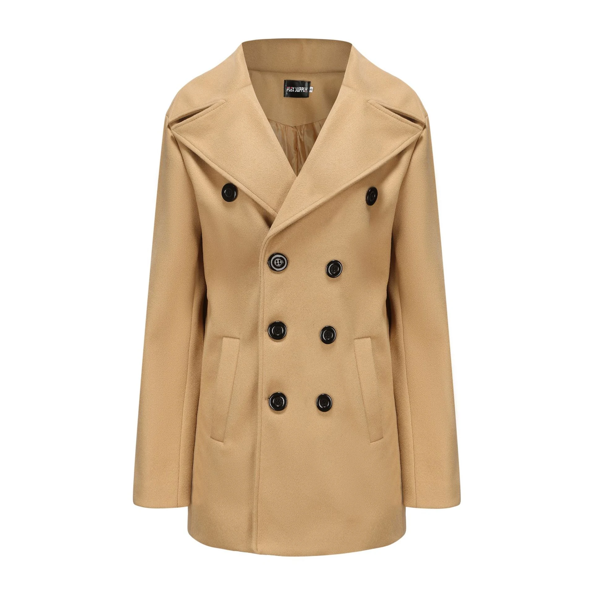 Men's mid-length long sleeve woolen coat provides warmth and style this winter. This elegant coat is perfect for both fo — photo 24
