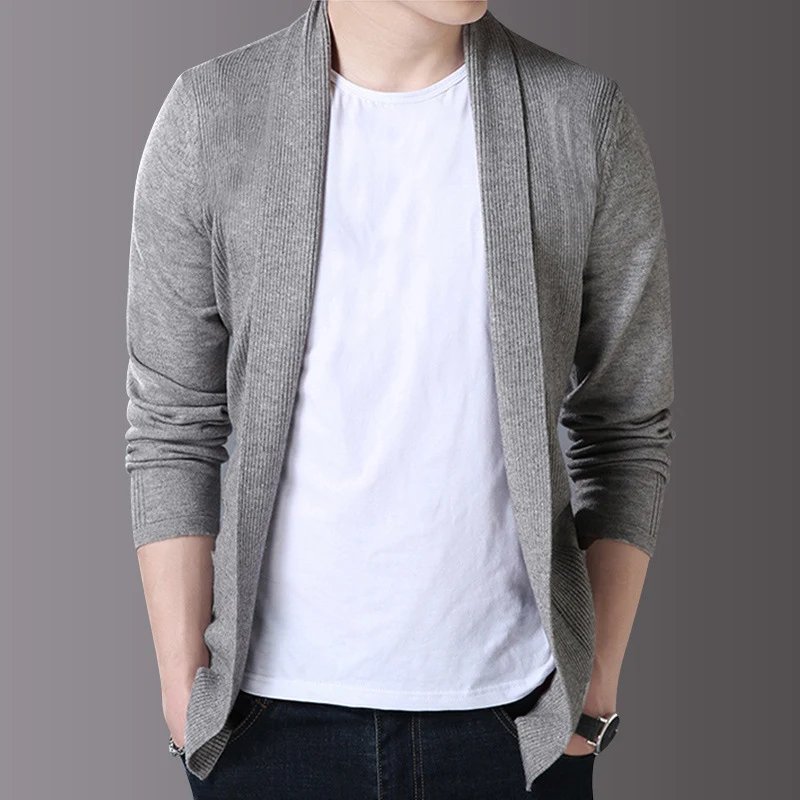 Title 5, Mens Lapel Solid Color Knitted Cardigan Sweate...