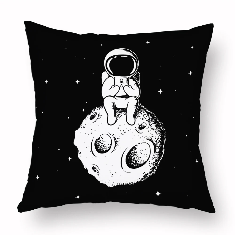 Fronha de pelúcia curta com astronauta de desenho animado para conforto e decoração. Macia, ideal para crianças e adultos, perfeita para abraçar e relaxar. — foto 14