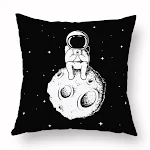 Fronha de pelúcia curta com astronauta de desenho animado para conforto e decoração. Macia, ideal para crianças e adultos, perfeita para abraçar e relaxar. — foto 14