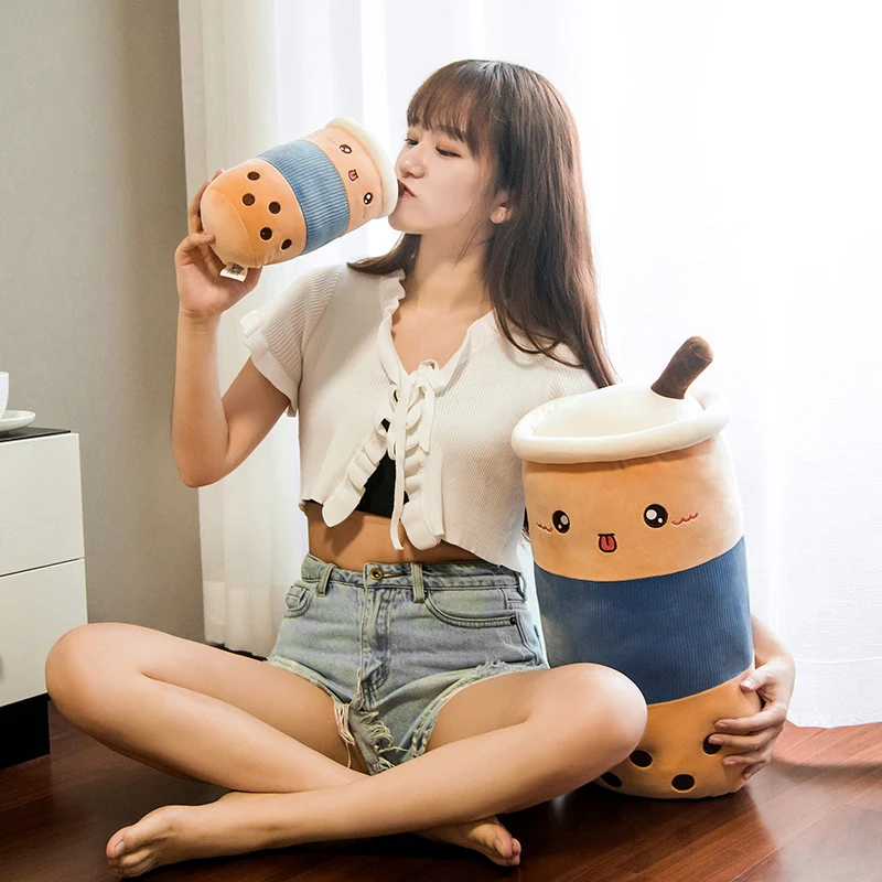 Adorable Pearl Milk Tea Cup Pillow, a soft and cuddly cushion perfect for home decor and relaxation. Enjoy a touch of cu — photo 1