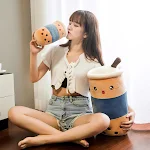 Adorable Pearl Milk Tea Cup Pillow, a soft and cuddly cushion perfect for home decor and relaxation. Enjoy a touch of cu — photo 1