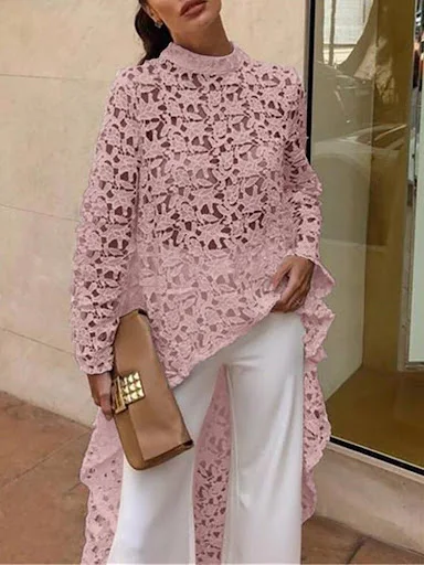 Title 7, Irregular short front and long back lace dress....
