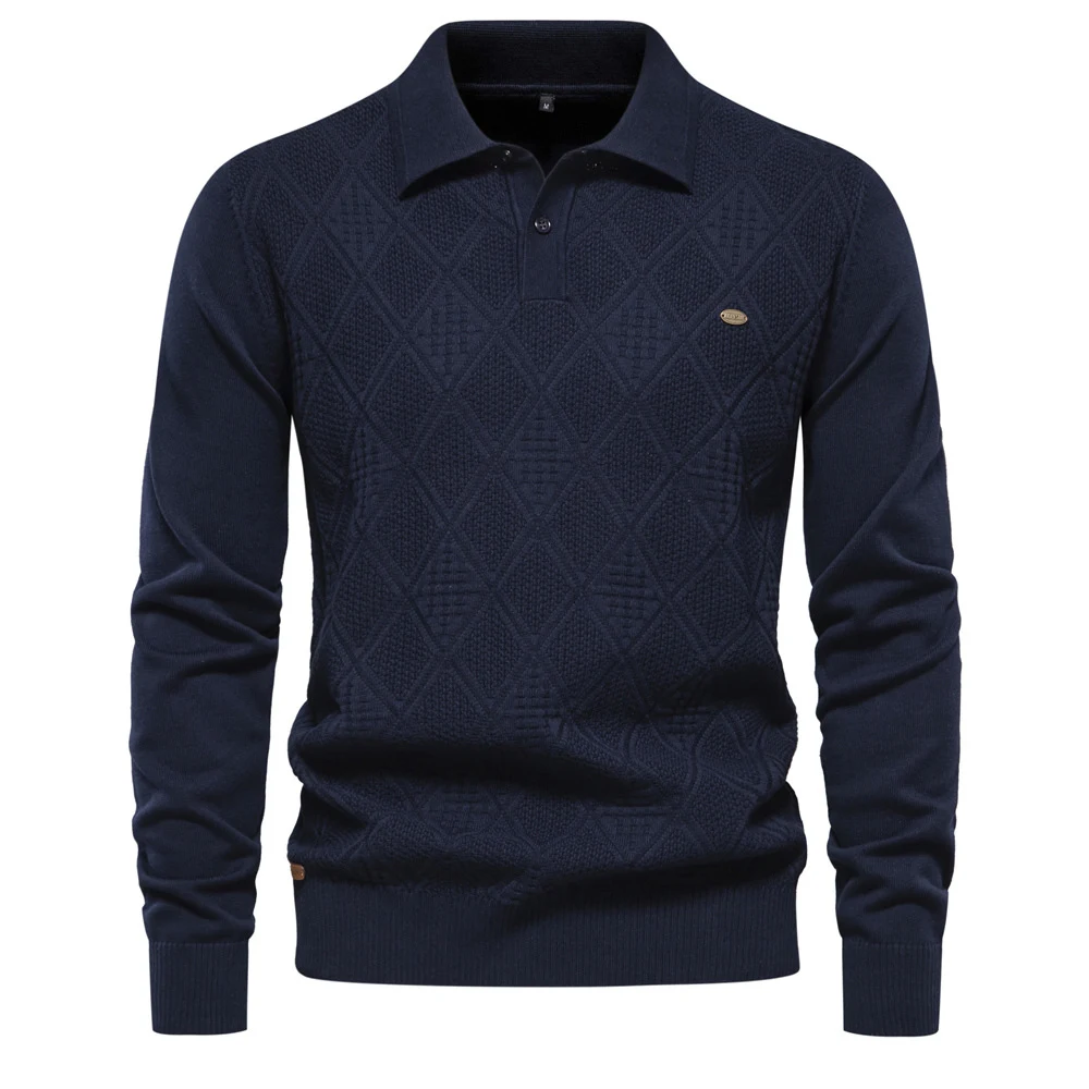 Title 5, Mens Fashion Slim Lapel Knitted Sweater Elevat...