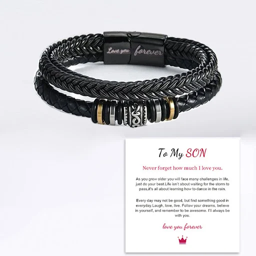 Title 5, Pulseira masculina trançada de três camadas Aço...