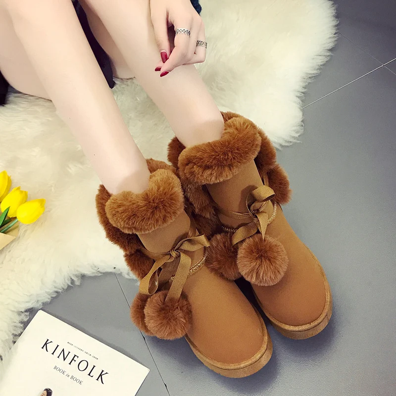 Title 6, Winter New Snow Boots Womens Mid-calf Flip Bal...