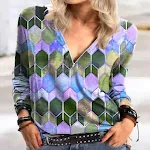 Camiseta de manga comprida com estampa geométrica fashion — foto 6