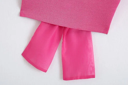 Title 1, Knit Top With Organza Sleeves