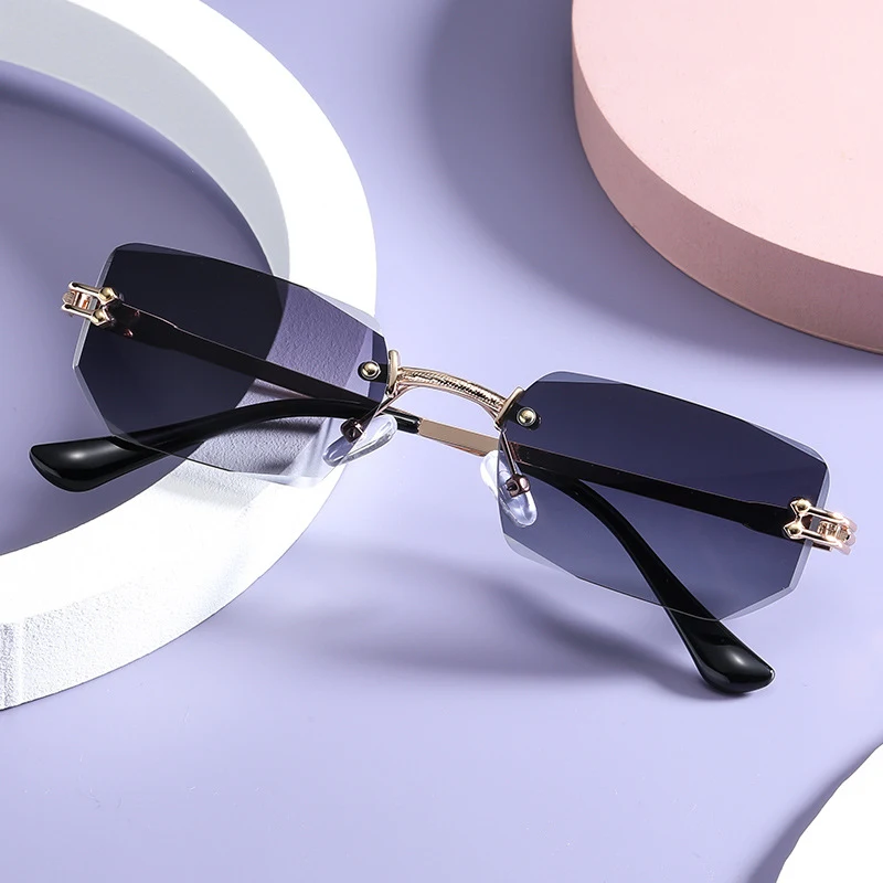 Women's Fashion Polygon Cut Rimless Sunglasses — photo 11