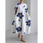 Loose Round Neck Fashion Advanced Short Sleeve Printing Dress — photo 12