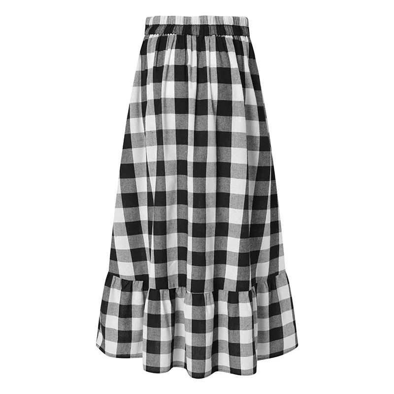 Vestido casual xadrez feminino europeu e americano, com costura e estampa moderna, perfeito para uso diário e looks descontraídos. — foto 3