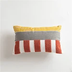 Capa de almofada para sofá, estilo escandinavo, algodão bordado geométrico simples. Decore com cores e elegância. — foto 4