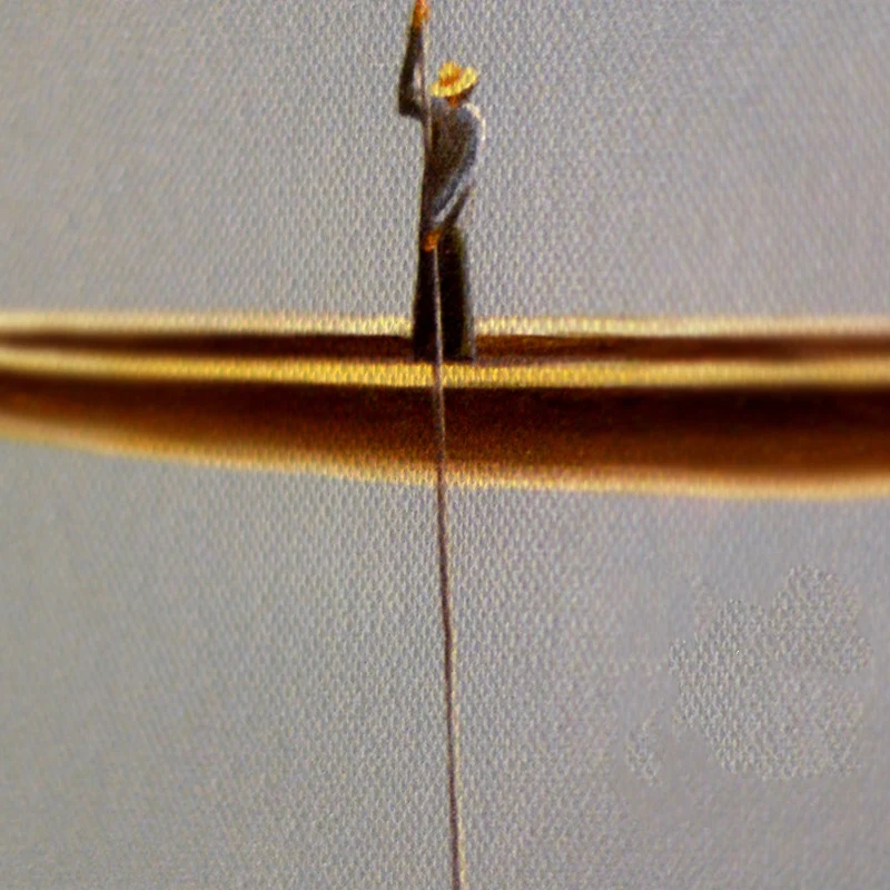 Poster de tela Golden Boat, pintura abstrata de paisagem natural, ideal para decorar sua casa com arte que traz tranquilidade e um toque artístico. — foto 7