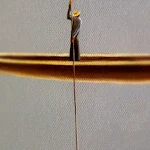 Poster de tela Golden Boat, pintura abstrata de paisagem natural, ideal para decorar sua casa com arte que traz tranquilidade e um toque artístico. — foto 7