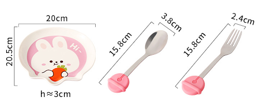 Title 4, Cute Rabbit Childrens Tableware Set Dinner Pla...