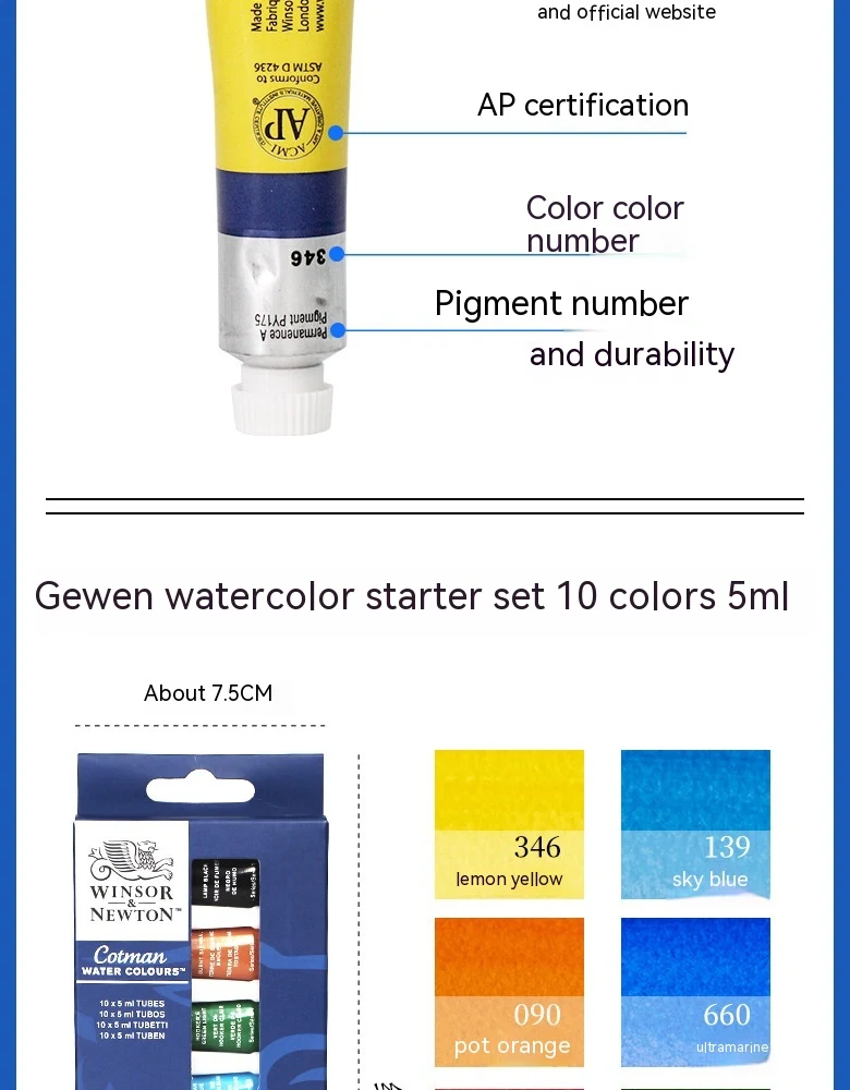 Tinta Aquarela Wensha Newton Song Entry Suit Tubo Cores Pequena 5ML Sub-embalagem 10/20 cores Retrato Paisagem Ideal — foto 12