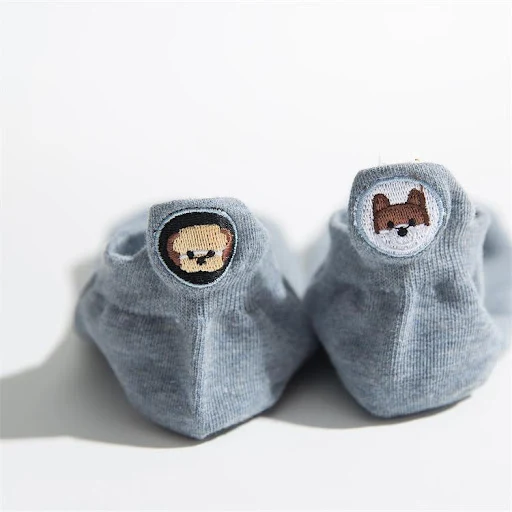 Title 11, Invisible socks embroidered with dog heel desig...