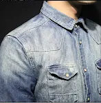 Washed old thickened slim fitting denim shirt for a comfortable and stylish everyday look. Perfect for casual wear, offe — photo 8