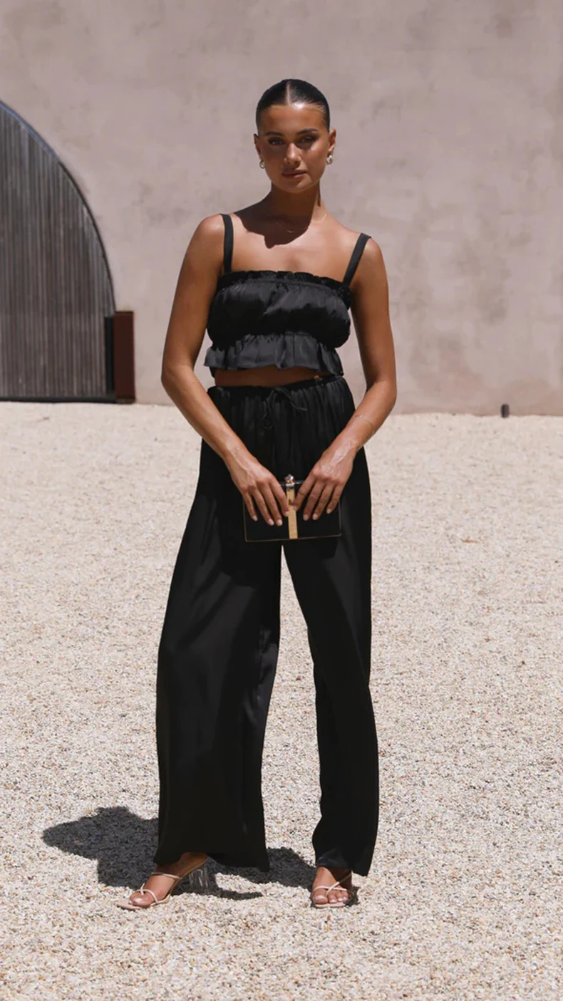 Title 3, Conjunto de Pantalones Anchos de Mujer con Tira...
