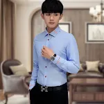Camicia Oxford da uomo a manica lunga tinta unita, versatile ed elegante, perfetta per lavoro e tempo libero, comfort e stile garantiti. — foto 1