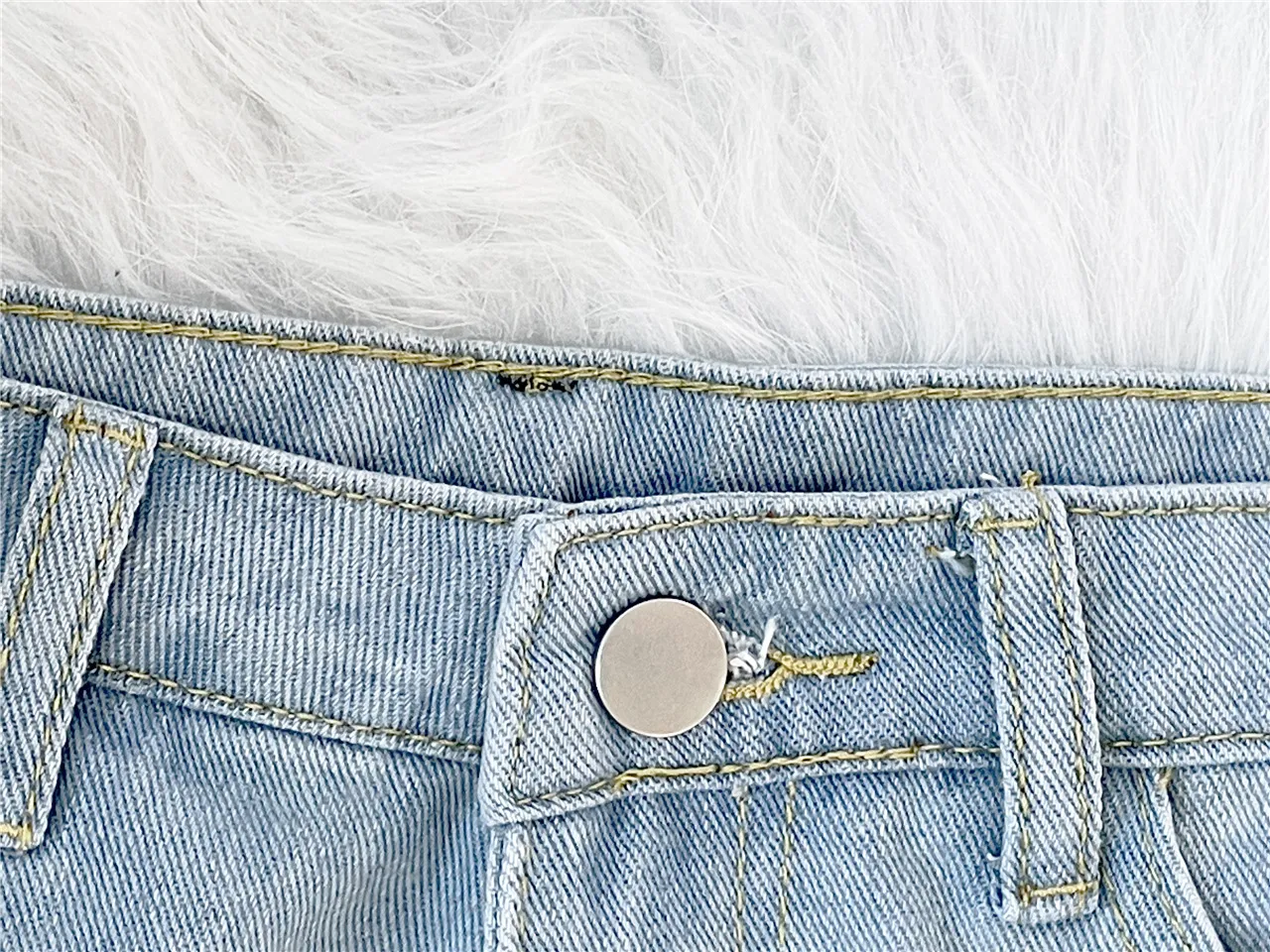 Title 6, Calças jeans retas lavadas e desfiadas, para um...