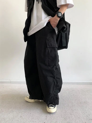 Title 7, Japanese-style Retro Loose Wide-leg Workwear Tr...