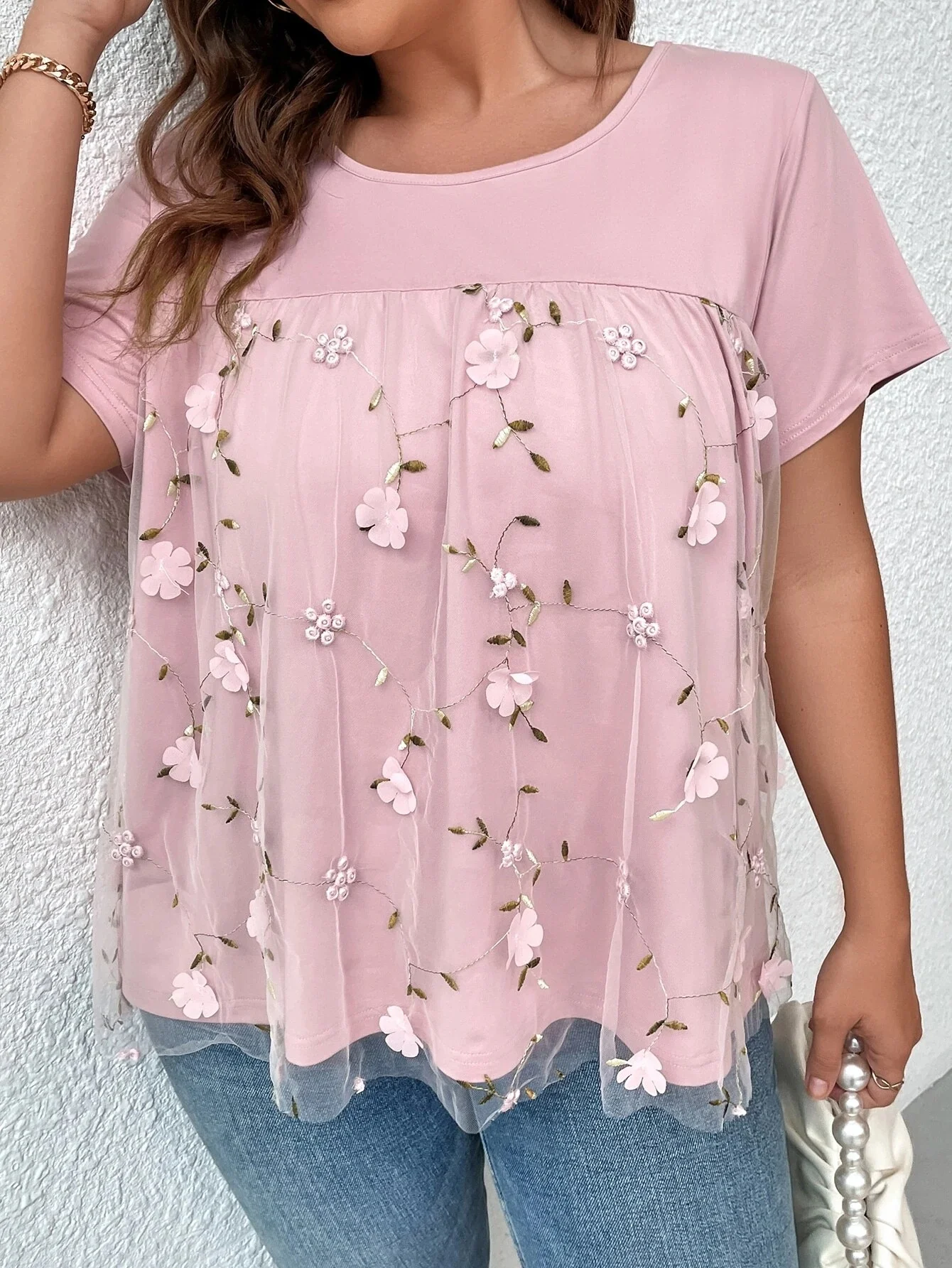 Women's Lace Lace Stitching Coat T-shirt — photo 9