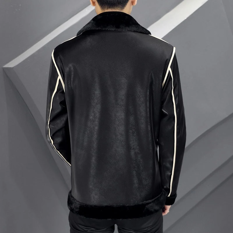Title 5, Mens Warm Coat with Velvet, Thickened Suede Le...