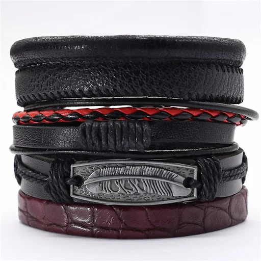 Title 6, Pulseira masculina com pena preta, conjunto de ...