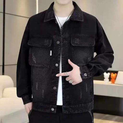 Title 2, Mens Denim Coat Spring and Autumn New Loose To...