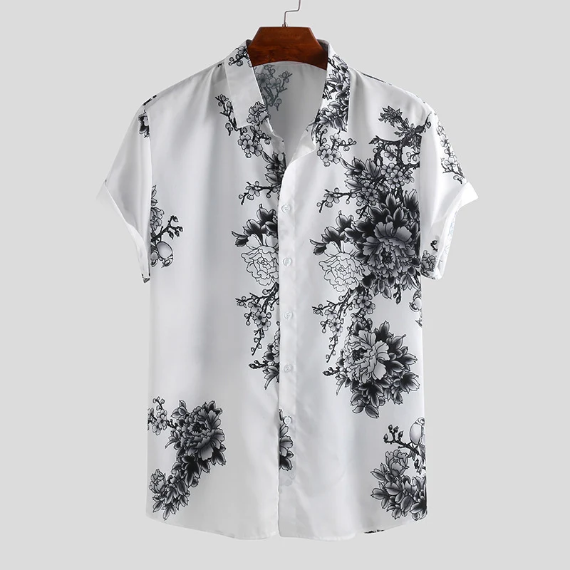 Camisa havaiana masculina casual de manga curta com impressão 3D. Conforto e estilo tropical para o dia a dia e lazer. Leve e moderna, perfeita para o verão. — foto 2
