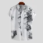 Camisa havaiana masculina casual de manga curta com impressão 3D. Conforto e estilo tropical para o dia a dia e lazer. Leve e moderna, perfeita para o verão. — foto 2